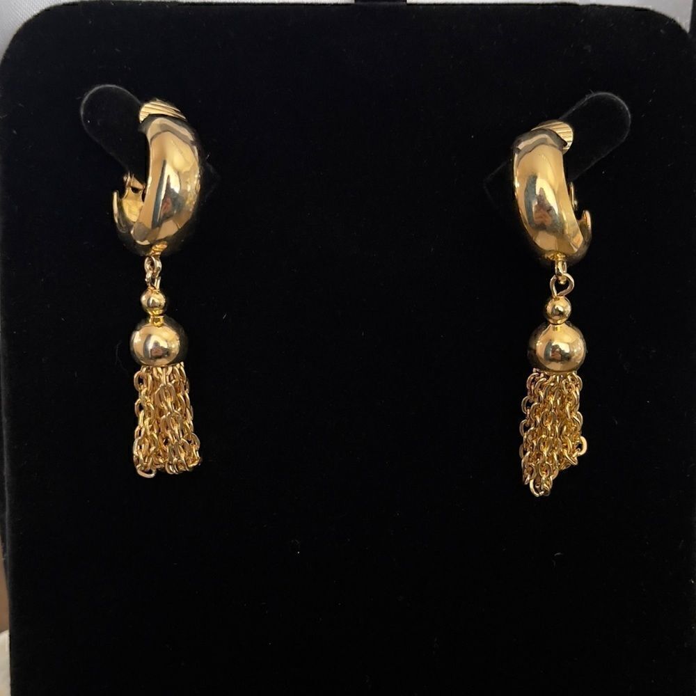 Gold tone vintage choker necklace and clip on earring set - Picture 8 of 9